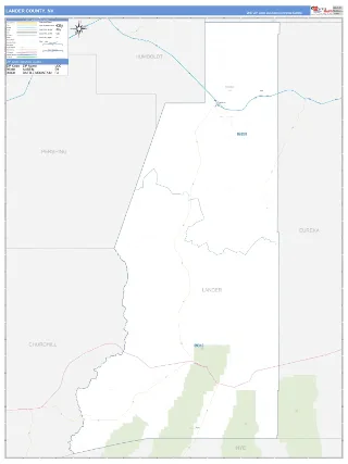 Lander County, NV Business Reference style ZIP Code wall map
