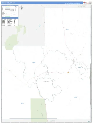 Lincoln County, NV Business Reference style ZIP Code wall map