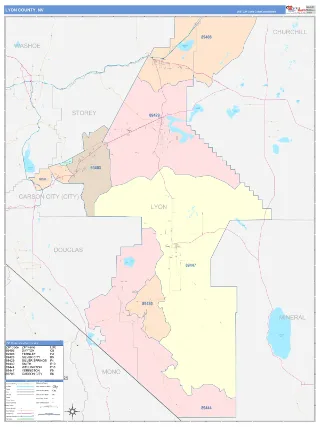 Lyon County, NV ColorCast style ZIP Code wall map