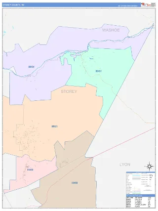 Storey County, NV ColorCast style ZIP Code wall map