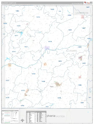 Allegany County, NY Classic style ZIP Code wall map