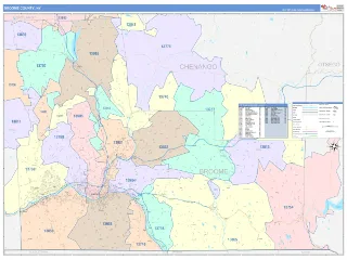 Broome County, NY ColorCast style ZIP Code wall map