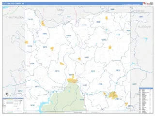 Cattaraugus County, NY Business Reference style ZIP Code wall map