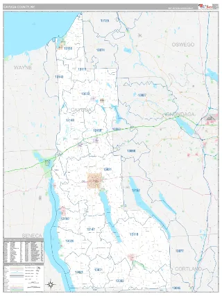Cayuga County, NY Classic style ZIP Code wall map