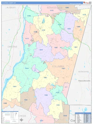Columbia County, NY ColorCast style ZIP Code wall map