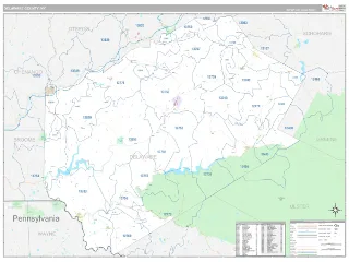 Delaware County, NY Classic style ZIP Code wall map