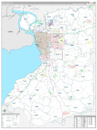 Erie County, NY Classic style ZIP Code wall map
