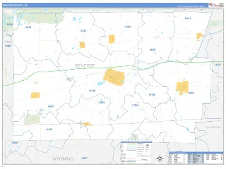 Genesee County, NY Business Reference style ZIP Code wall map