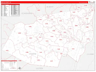 Greene County, NY RedLine style ZIP Code wall map