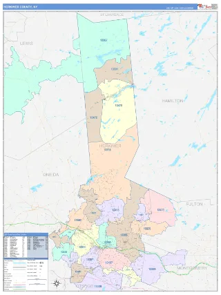 Herkimer County, NY ColorCast style ZIP Code wall map