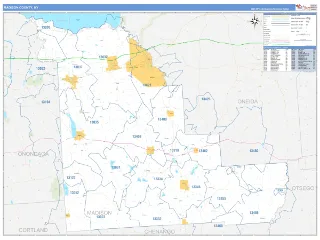 Madison County, NY Business Reference style ZIP Code wall map