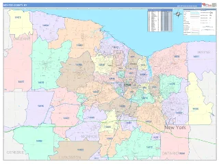 Monroe County, NY ColorCast style ZIP Code wall map