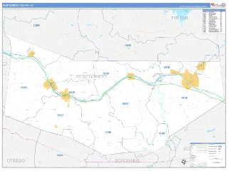 Montgomery County, NY Business Reference style ZIP Code wall map