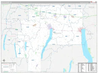 Ontario County, NY Classic style ZIP Code wall map