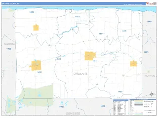 Orleans County, NY Business Reference style ZIP Code wall map