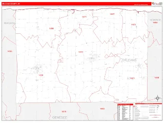 Orleans County, NY RedLine style ZIP Code wall map