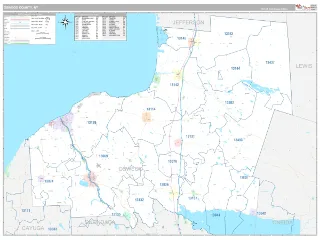 Oswego County, NY Classic style ZIP Code wall map