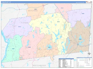 Putnam County, NY ColorCast style ZIP Code wall map