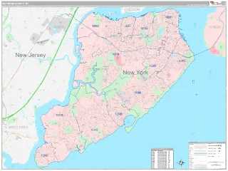 Richmond County, NY Classic style ZIP Code wall map