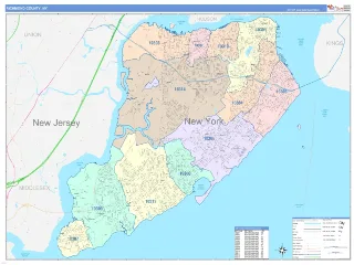 Richmond County, NY ColorCast style ZIP Code wall map