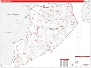 Richmond County, NY RedLine style ZIP Code wall map