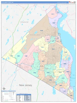 Rockland County, NY ColorCast style ZIP Code wall map