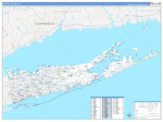 Suffolk County, NY Business Reference style ZIP Code wall map
