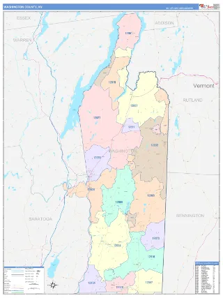 Washington County, NY ColorCast style ZIP Code wall map