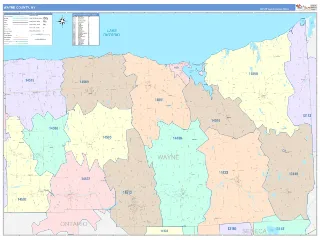 Wayne County, NY ColorCast style ZIP Code wall map