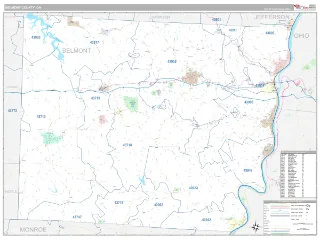 Belmont County, OH Classic style ZIP Code wall map