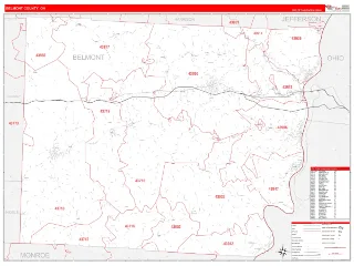 Belmont County, OH RedLine style ZIP Code wall map