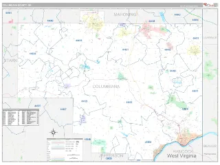 Columbiana County, OH Classic style ZIP Code wall map