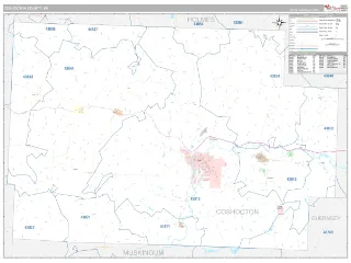 Coshocton County, OH Classic style ZIP Code wall map