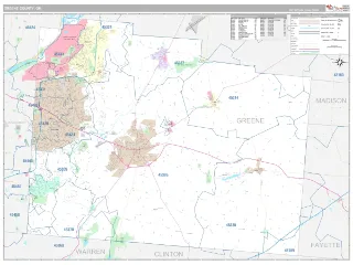 Greene County, OH Classic style ZIP Code wall map