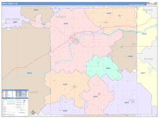 Henry County, OH ColorCast style ZIP Code wall map