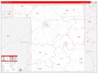 Henry County, OH RedLine style ZIP Code wall map