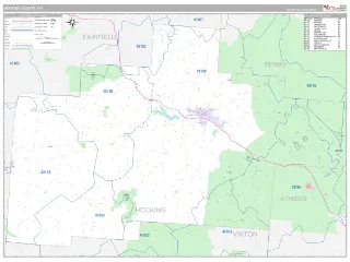 Hocking County, OH Classic style ZIP Code wall map