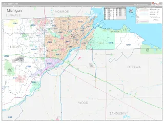 Lucas County, OH Classic style ZIP Code wall map