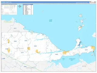 Ottawa County, OH Business Reference style ZIP Code wall map