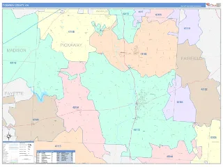 Pickaway County, OH ColorCast style ZIP Code wall map