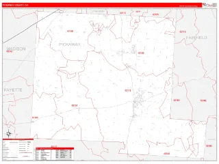 Pickaway County, OH RedLine style ZIP Code wall map