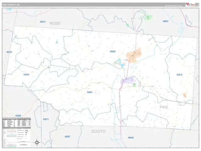 Pike County, OH ZIP Code Wall Map, Classic style