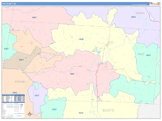 Pike County, OH ColorCast style ZIP Code wall map