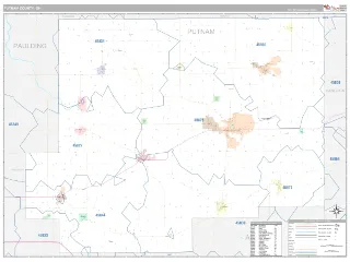 Putnam County, OH Classic style ZIP Code wall map