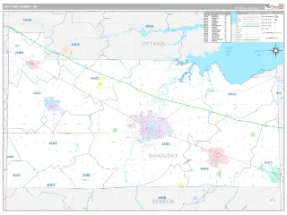 Sandusky County, OH Classic style ZIP Code wall map