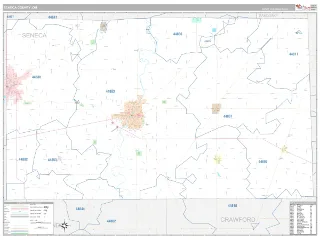 Seneca County, OH Classic style ZIP Code wall map