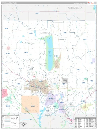 Trumbull County, OH Classic style ZIP Code wall map