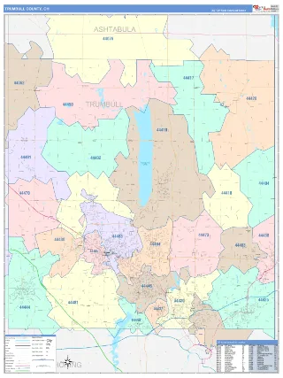 Trumbull County, OH ColorCast style ZIP Code wall map