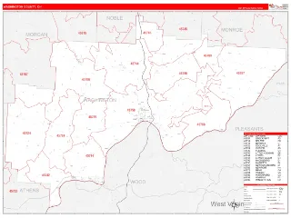 Washington County, OH RedLine style ZIP Code wall map
