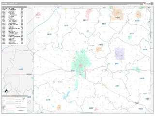 Wayne County, OH Classic style ZIP Code wall map